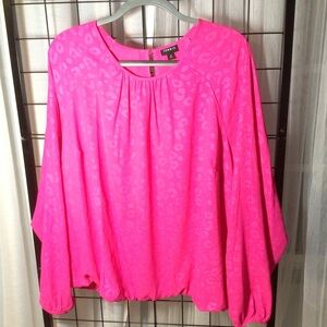 Torrid Vibrant Hot Pink Leopard-Print Blouson Top EUC